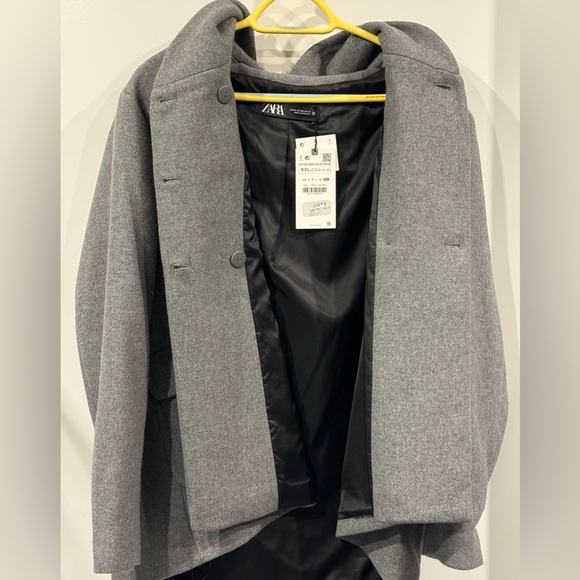 ZARA NWT Woman’s XXL Grey hooded wool coat - Picture 2 of 10